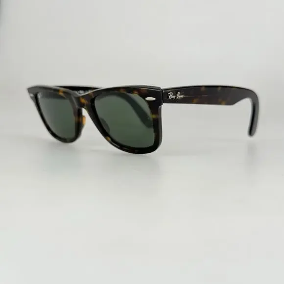 Ray-Ban Sunglasses Wayfarer RB2140 902 Handmade in Italy G15 Tortoise SCRATCHED